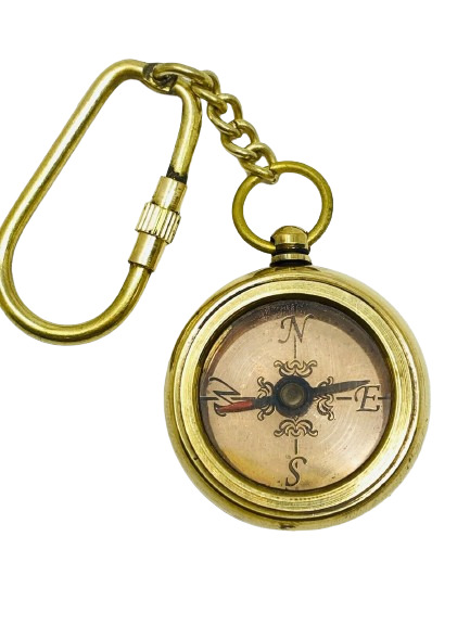 Antique Vintage Brass Compass Keychain gifted item brass key chain gift item