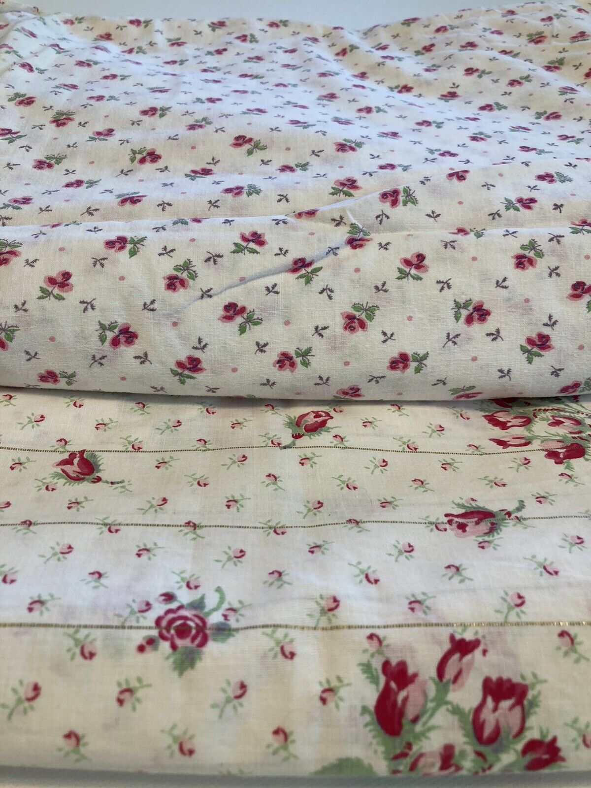 2 Vintage Matress/Duvet Cover Full Size Pink Floral Print Cotton Zipper Closure