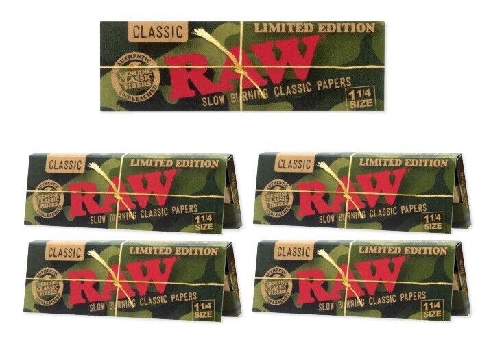 NEW 4 PACKS of RAW Rolling Papers CLASSIC CAMO - 1¼ Papers - LIMITED EDITION