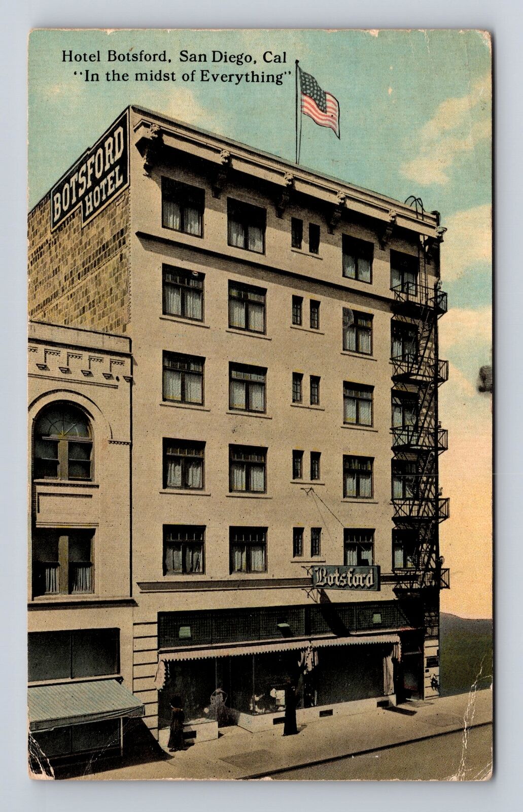San Diego CA-California, Hotel Botsford, Advertising, Vintage c1923 Postcard