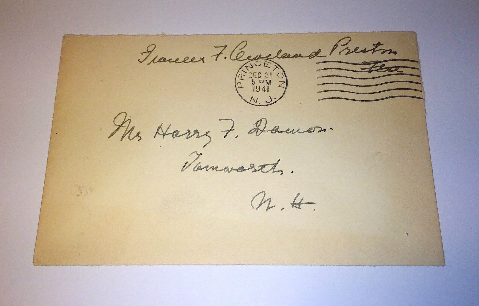 Antique Frances F. Cleveland Autograph Free Franked Envelope Dec. 1941 W/ COA
