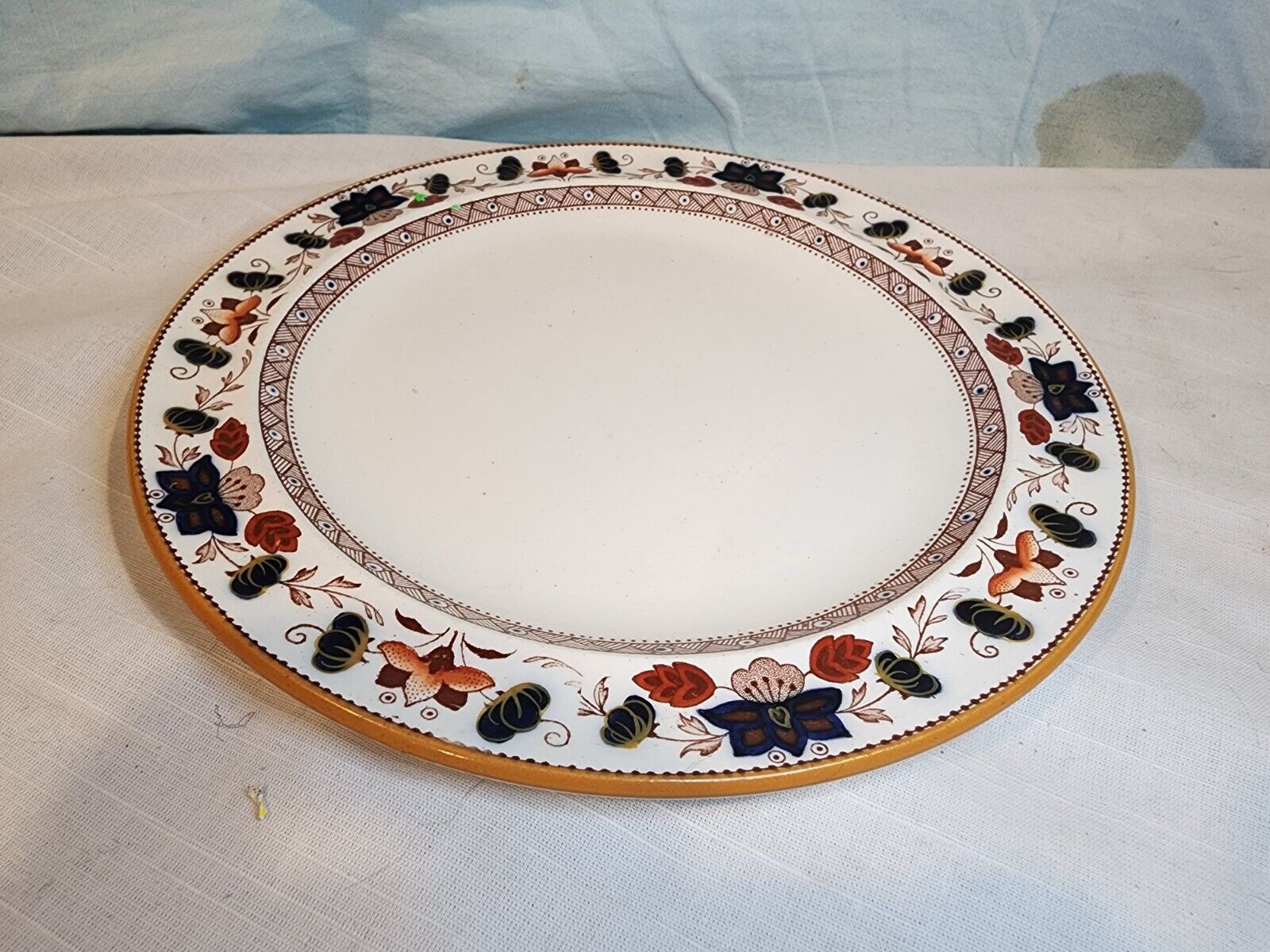WEDGWOOD Antique “Old Derby” 1 Dinner Plate, Rust & Cobalt NICE