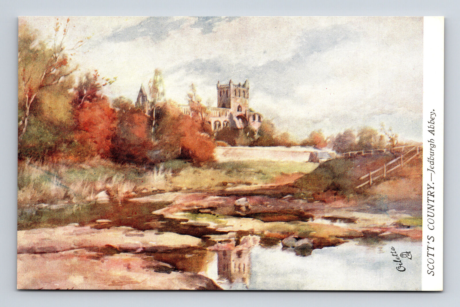 Jedburgh Abbey Scotland Raphael Tuck\'s Oilette Postcard