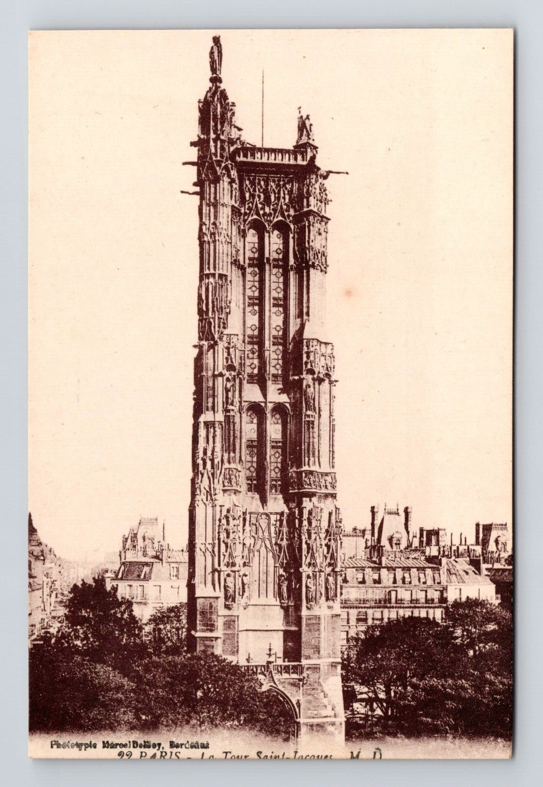 Antique Postcard PARIS FRANCE SAINT JACQUES MONUMENT 1908-1918