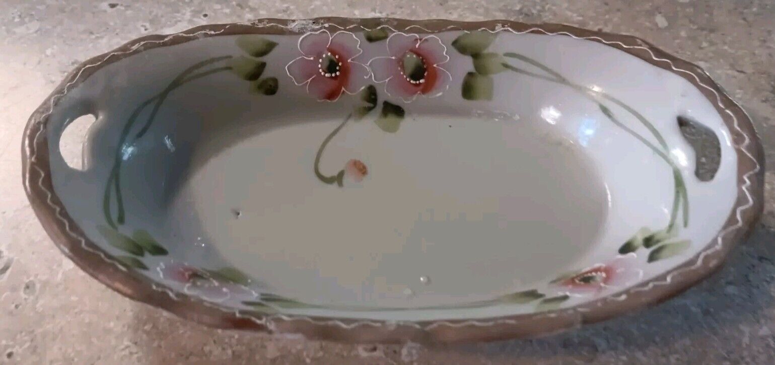 Beautiful Vintage Antique Hand Painted Made In Japan Soap Jewelry Trinket Dish