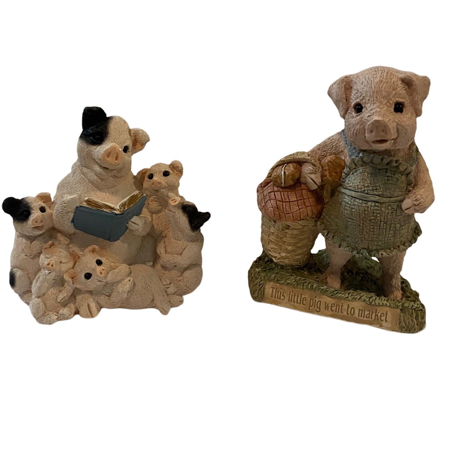 Lot Of 2 Stone Critters This Little Pig Went To Market SC-400 Storyteller SC-632