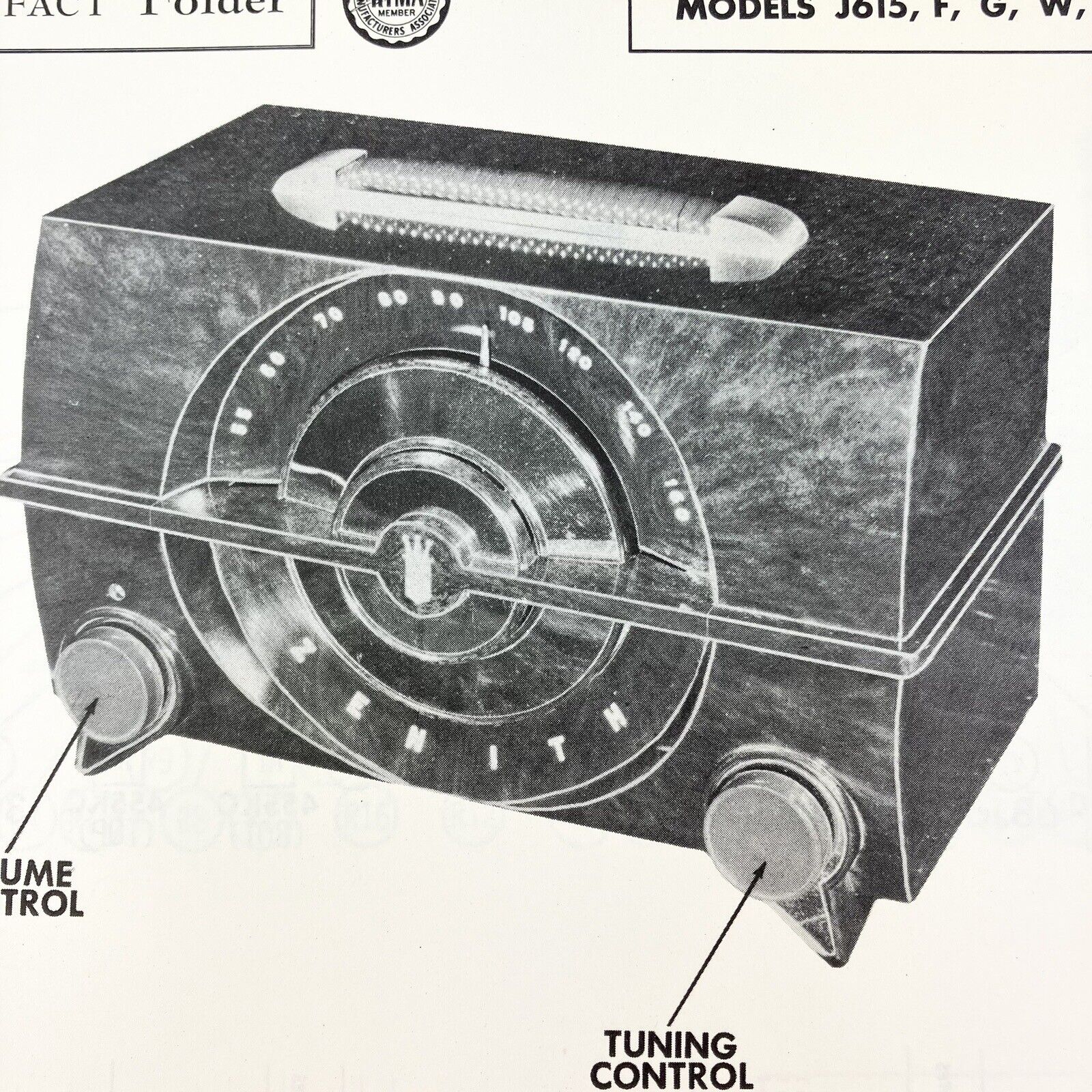 1952 Zenith Radio J615 F G W Y Service Wire Schematic Repair Manual Vtg Original