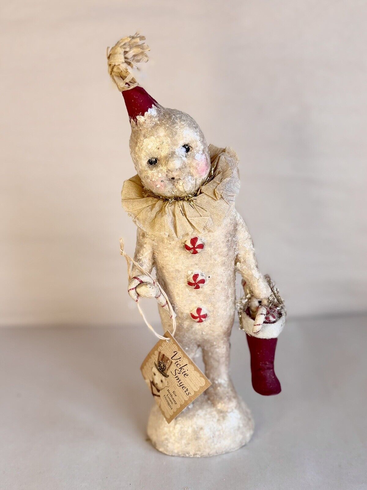 Vicki Smyers For Bethany Lowe • Christmas Candycane Snowman Figurine 10”Ht