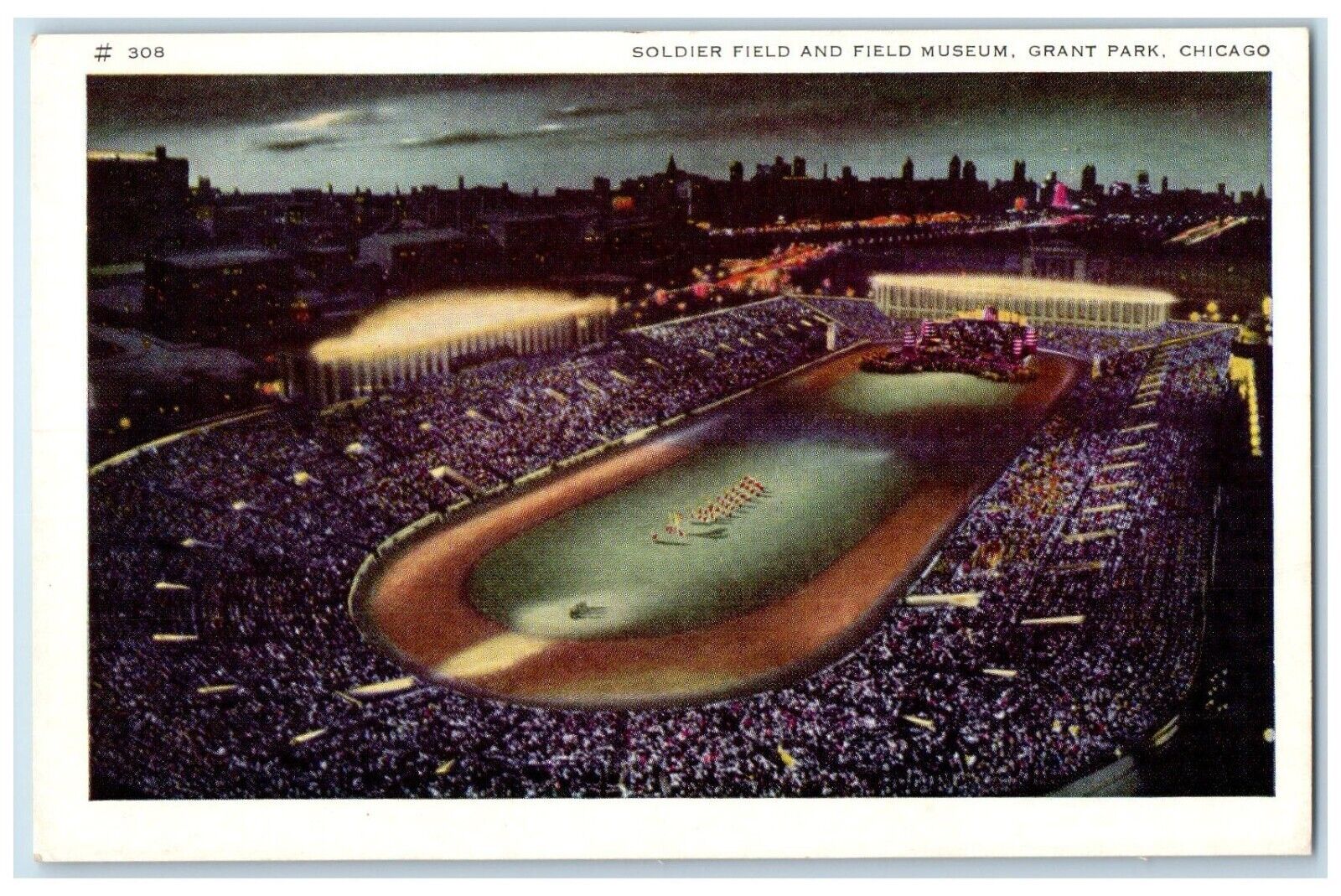 Aerial View Soldier Field And Field Museum Grand Park Chicago Illinois Postcard