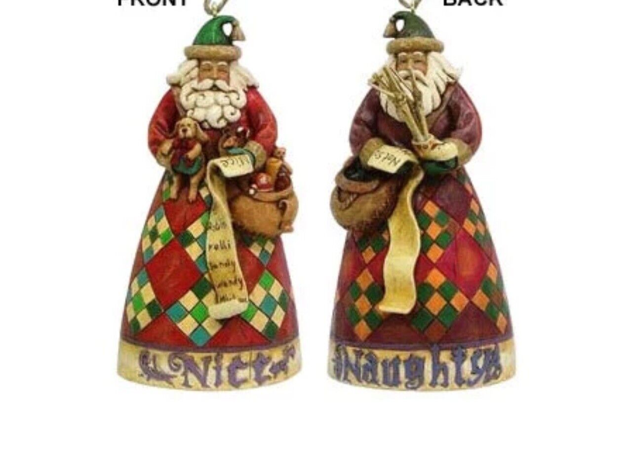Jim Shore Heartwood Creek Naughty or Nice Santa “He Knows” Double Sided