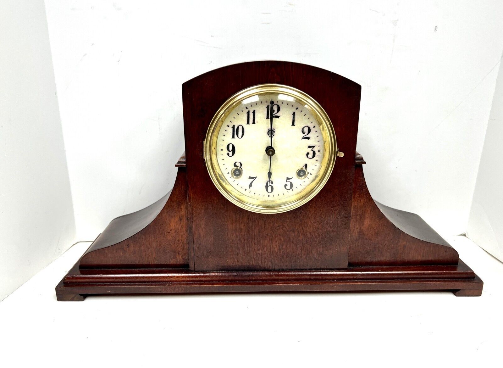 Antique 8 Day Mantel Clock Waterbury Elco Tambour Cathedral Gong RARE 1917 Works