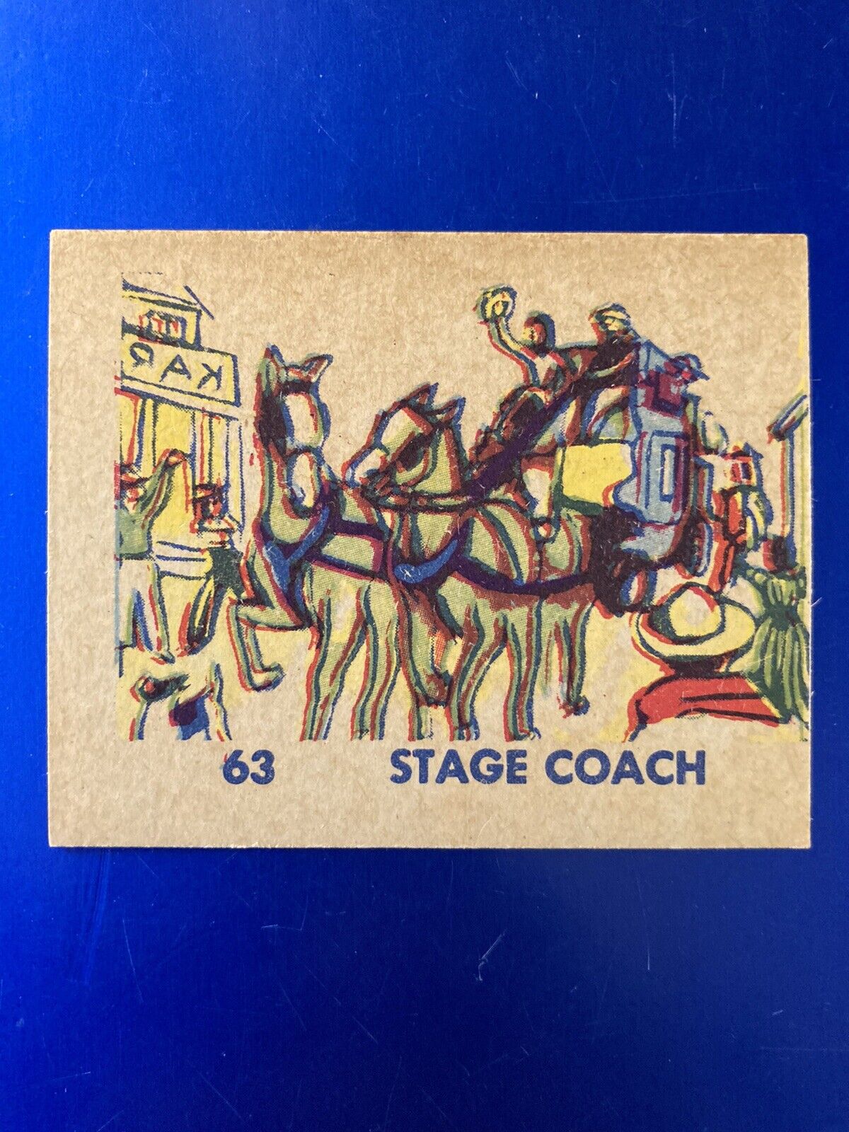 1930s R185 WS Cowboys & Indians #63 Western Stage Coach - Strip Card
