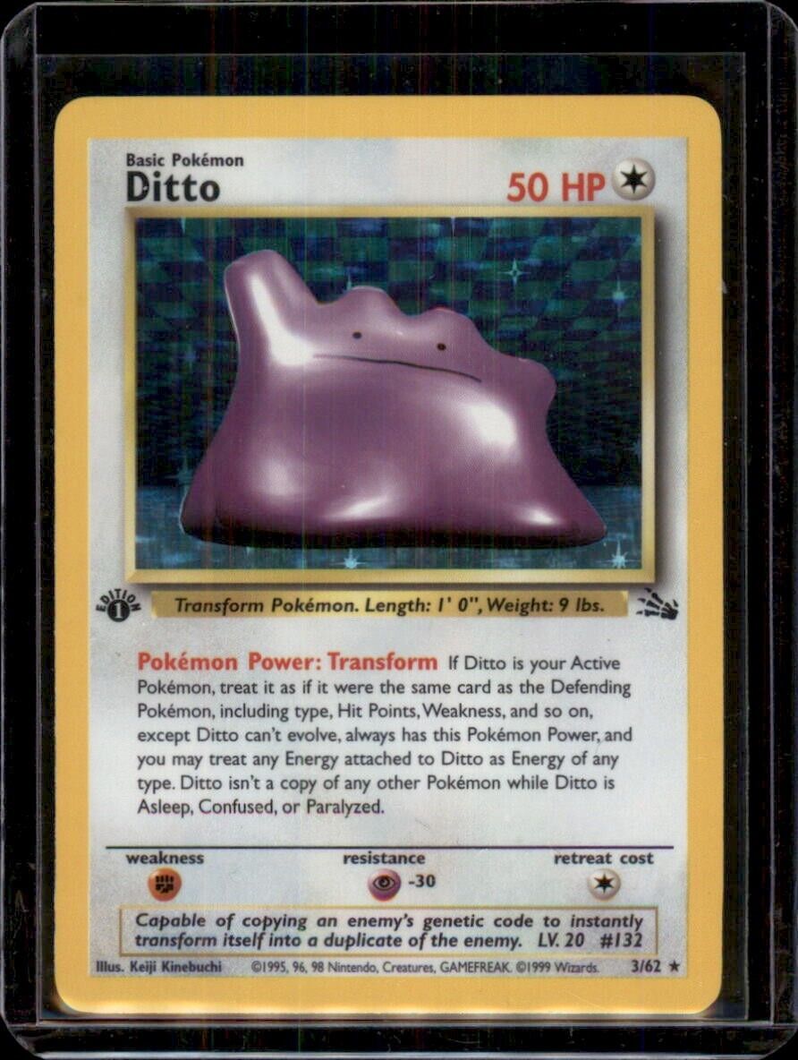 Ditto Fossil 3/62 Holo 1st Edition Holo Rare *Light Played* Pokemon Wotc