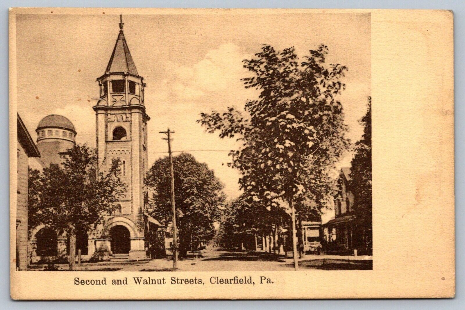 Postcard Clearfield PA Second and Walnut Streets