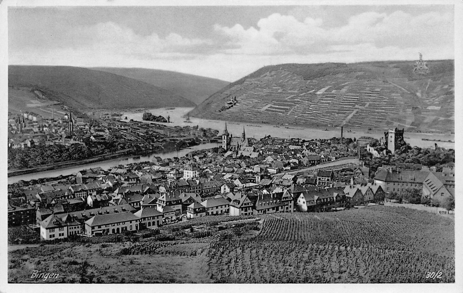 Bingen Germany~Birdseye Panorama~1930s Real Photo Postcard~RPPC