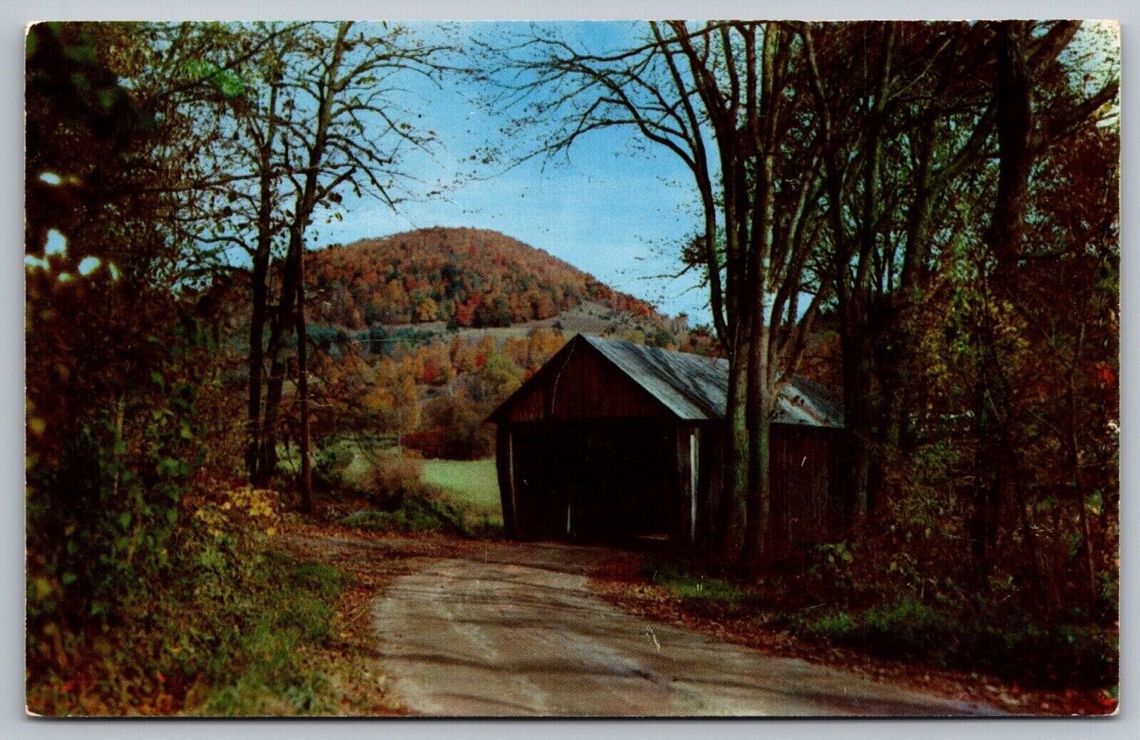 Vermont Covered Bridge Autumn White River East Central Country Road VNG Postcard