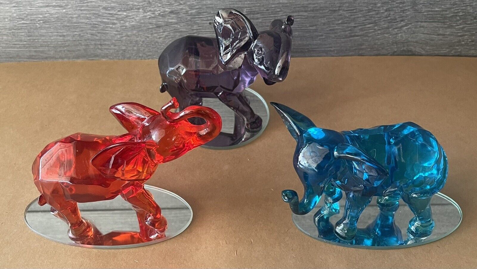 3 Matriarch of Rarest Gem Elephants of the World Collection Red, Blue & Purple