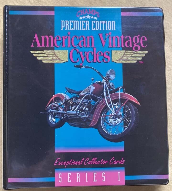 1992 Champs American Vintage Cycles factory card sets 1 and 2, with binder, more