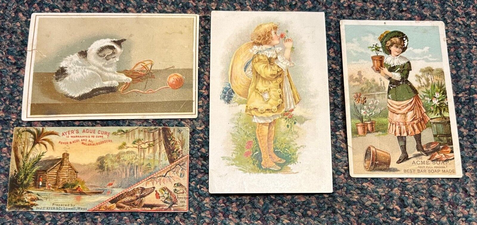 c1880s trade card group Royal Coffee Washburn Flour Lautz Soap Ayer's Cure