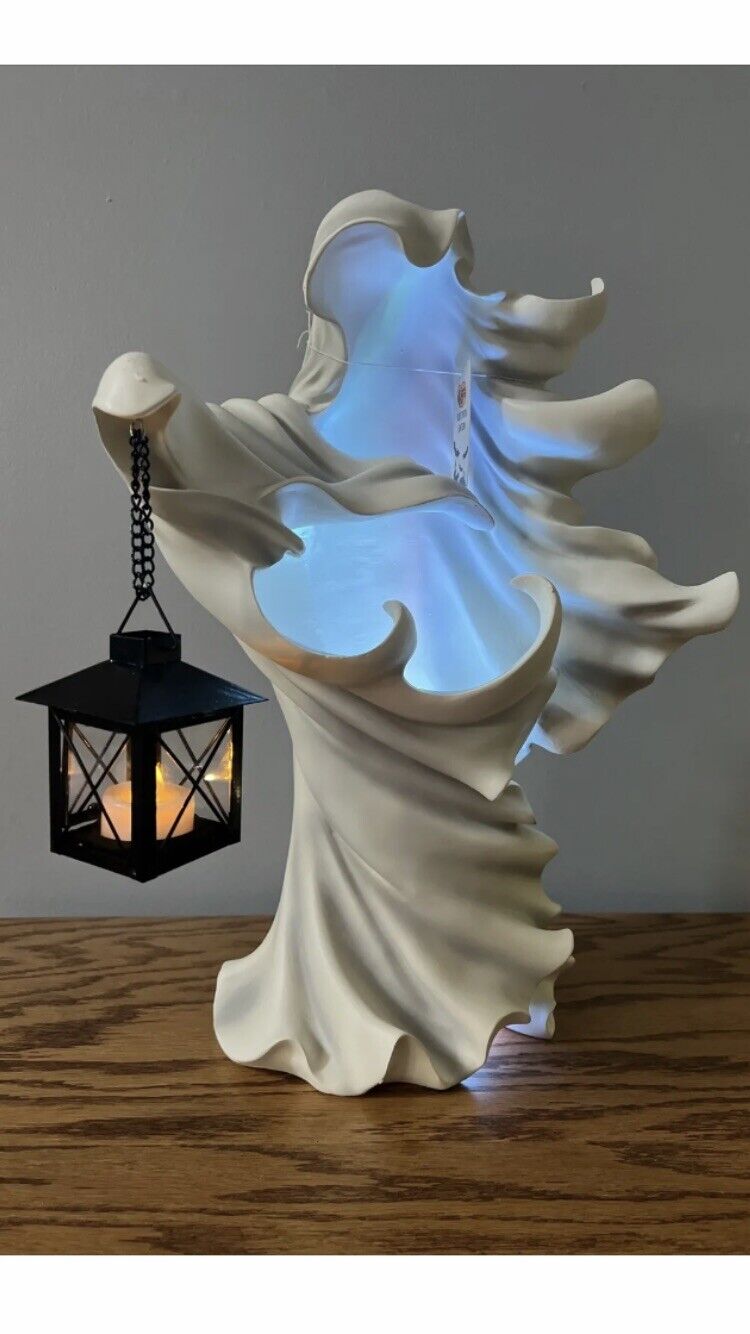 2023 Halloween White Resin Ghost with Lantern, 18”Cracker Barrel Exclusive