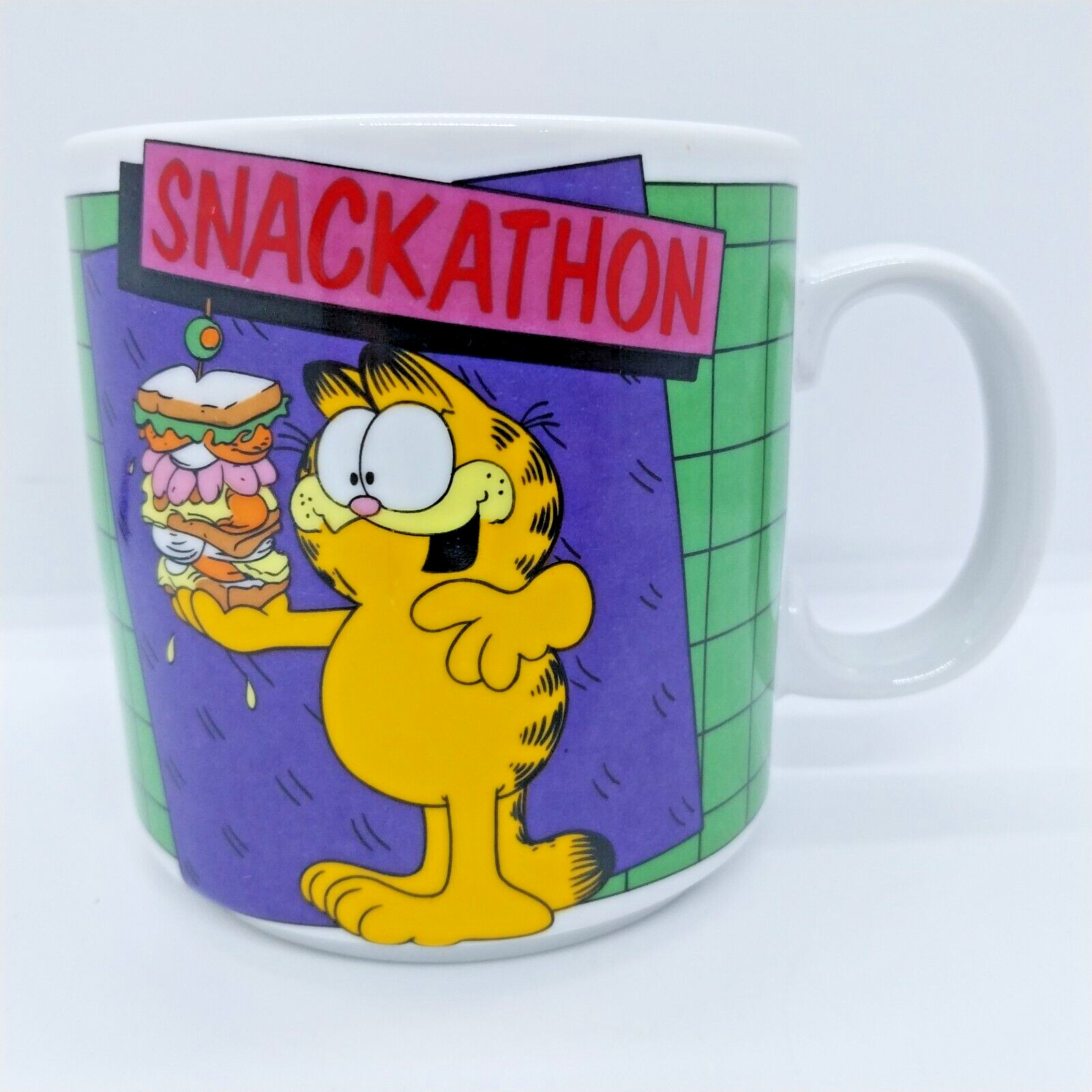 Garfield Snackathon Sandwich Ceramic Coffee Mug Vintage 1978 Enesco