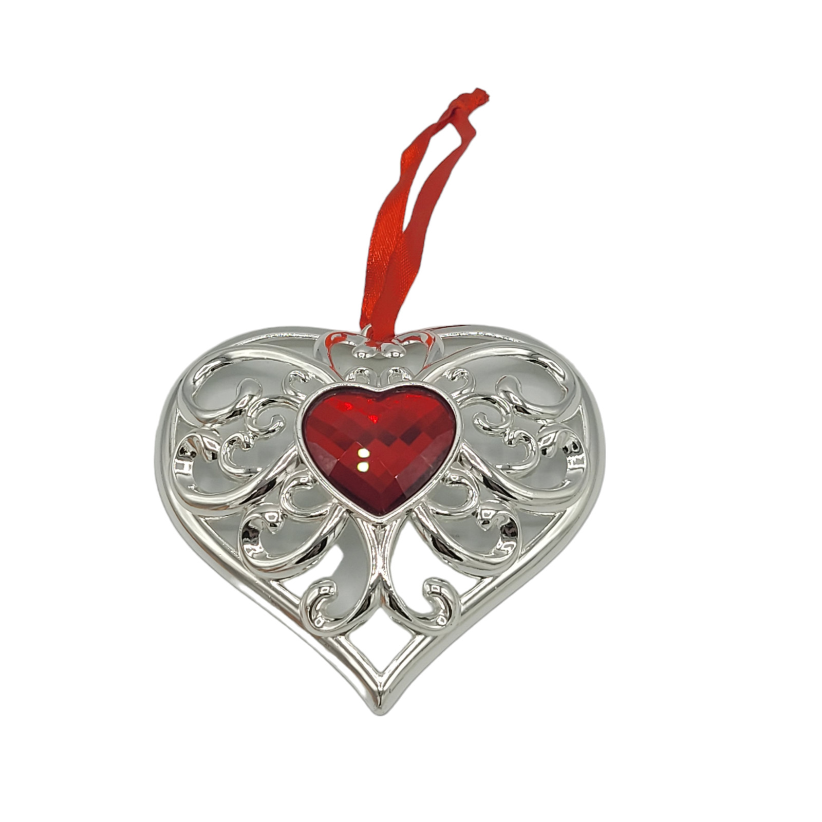 Lenox Bejeweled Heart Christmas Ornament Faceted Oval Crystal NIB 