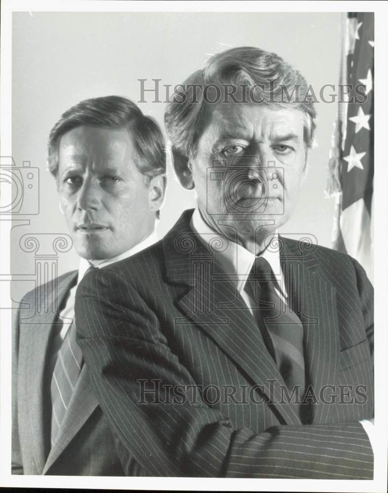 1986 Press Photo Actors Peter Strauss, Hal Holbrook in \