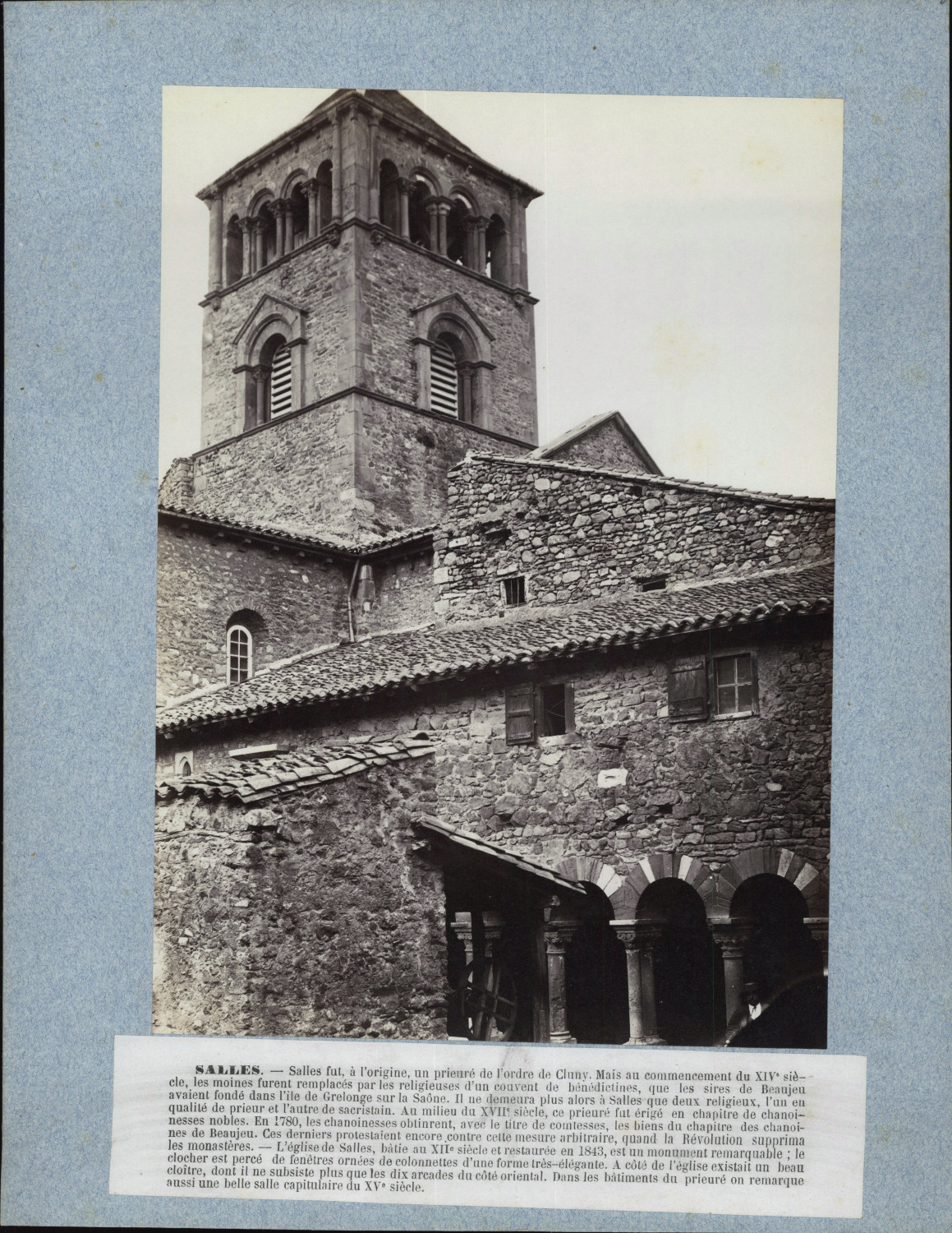 France, Salles-Arbuissonnas-en-Beaujolais, Church & Cloister vintage print shot