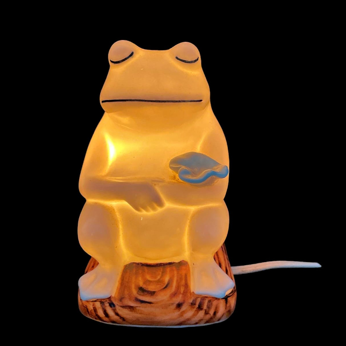 RARE Vintage Ceramic Frog Lily Pad Lamp Night Light I. W. Rice & Co Japan 