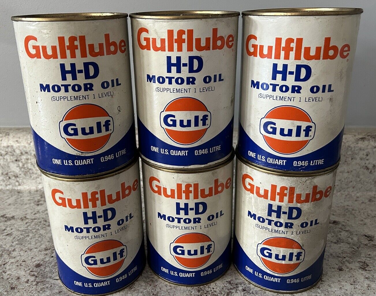 NOS Full Gulflube Gulf Motor Oil Can Metal Quart Oil Can