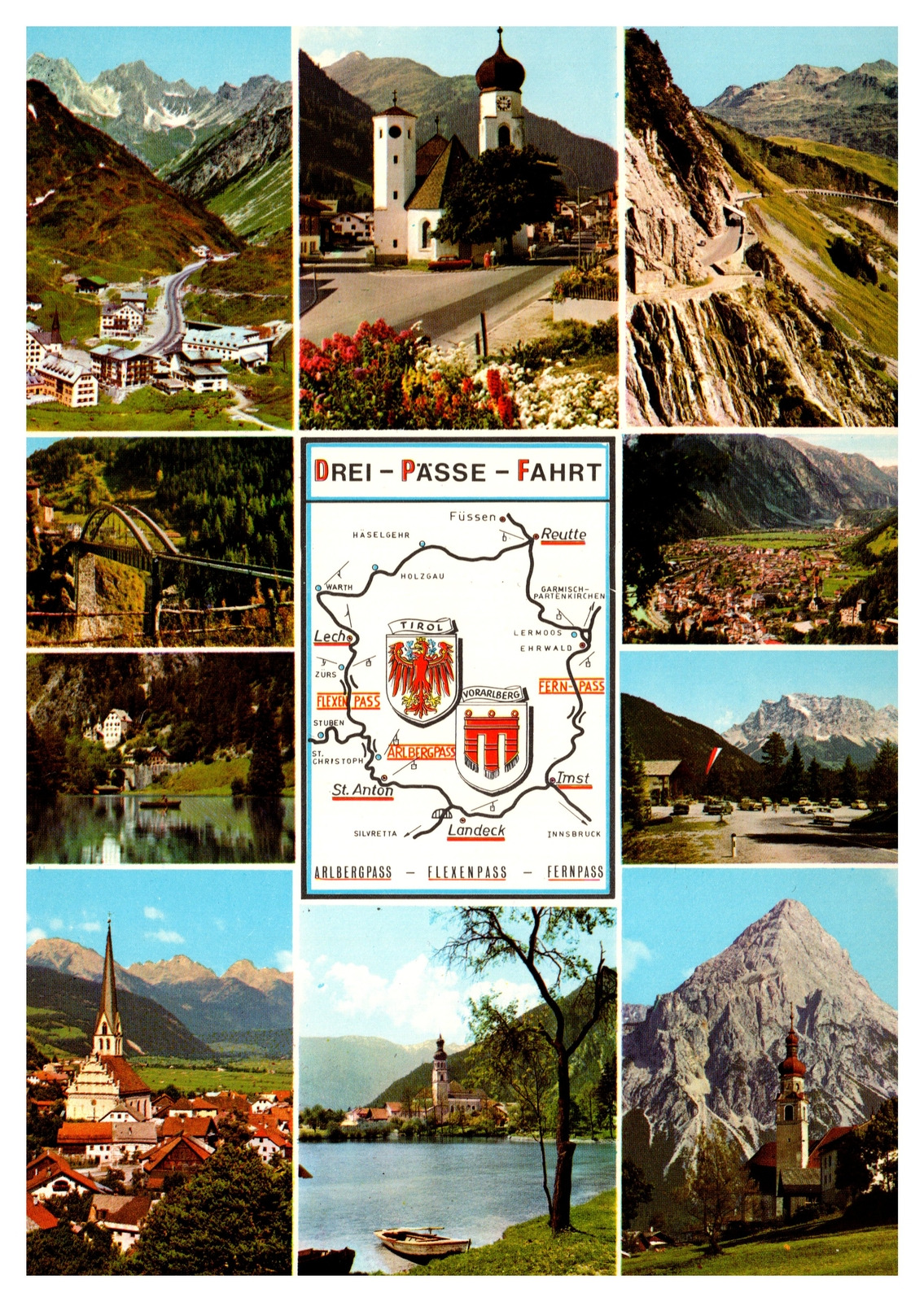 Postcard Switzerland Three Pass Ride Arlbergpass Flexenpass Fernpass