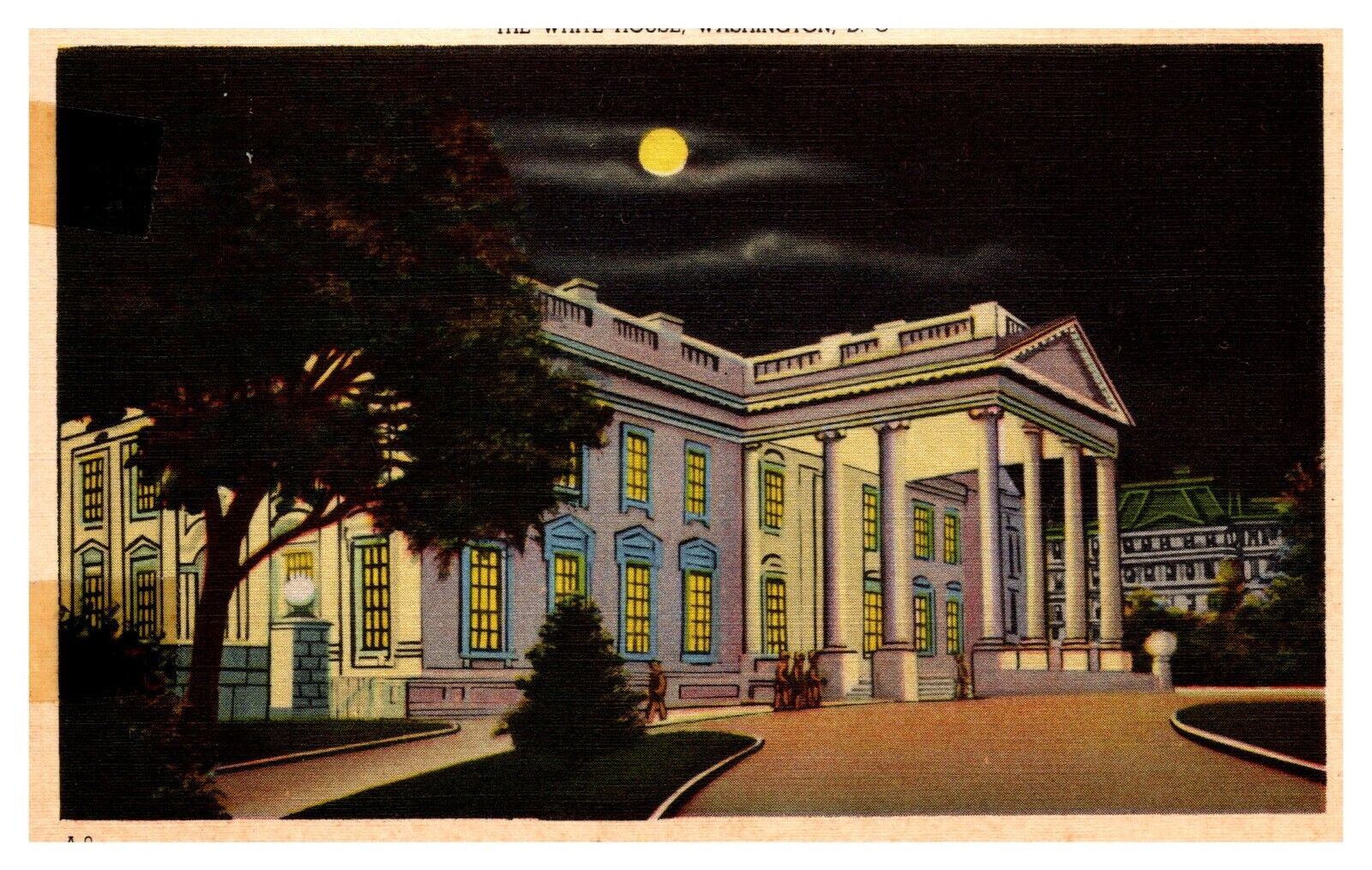 postcard The White House Washington at night D.C. 6110