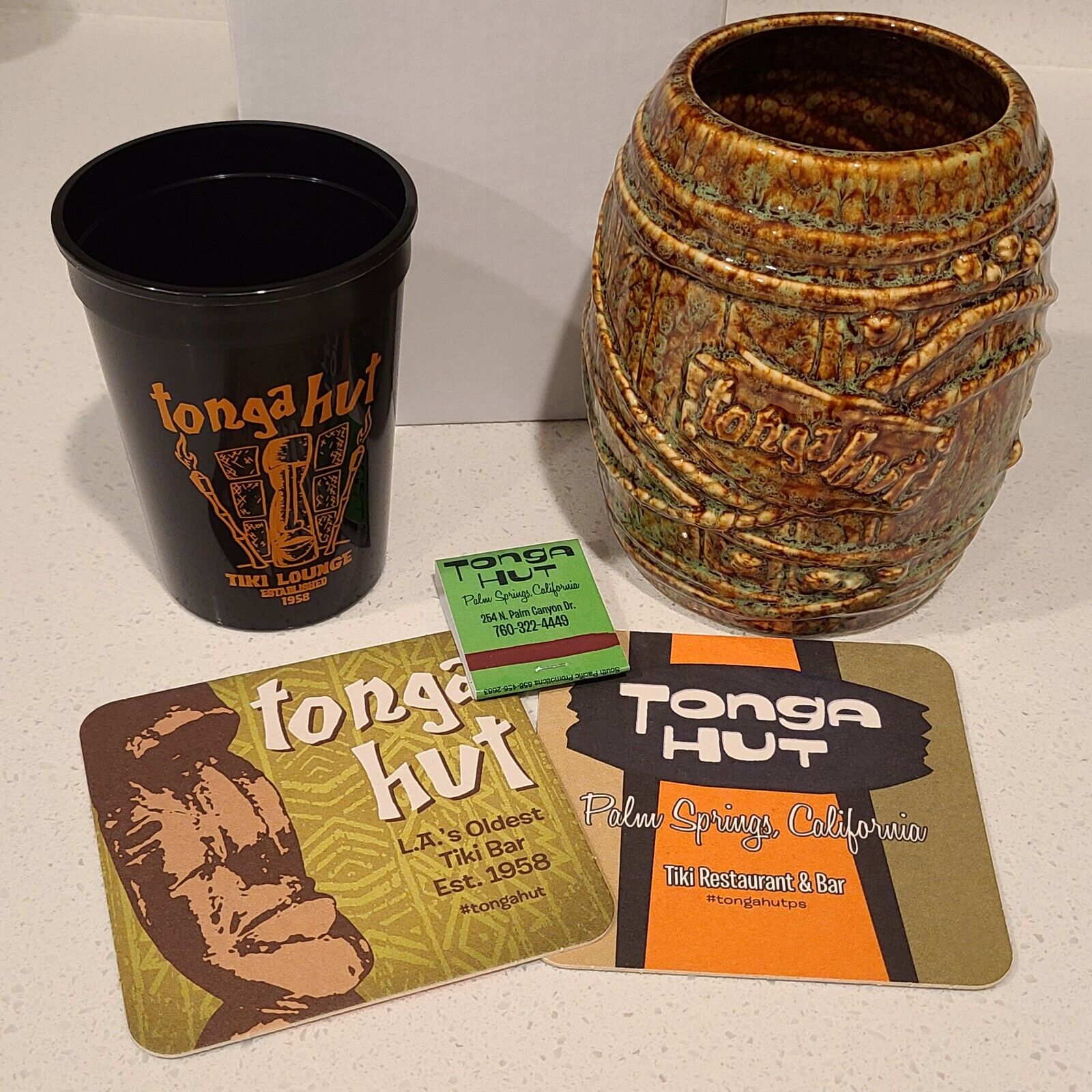 Tonga Hut Rum Barrel Mug Tiki Brown North Hollywood Coasters ++