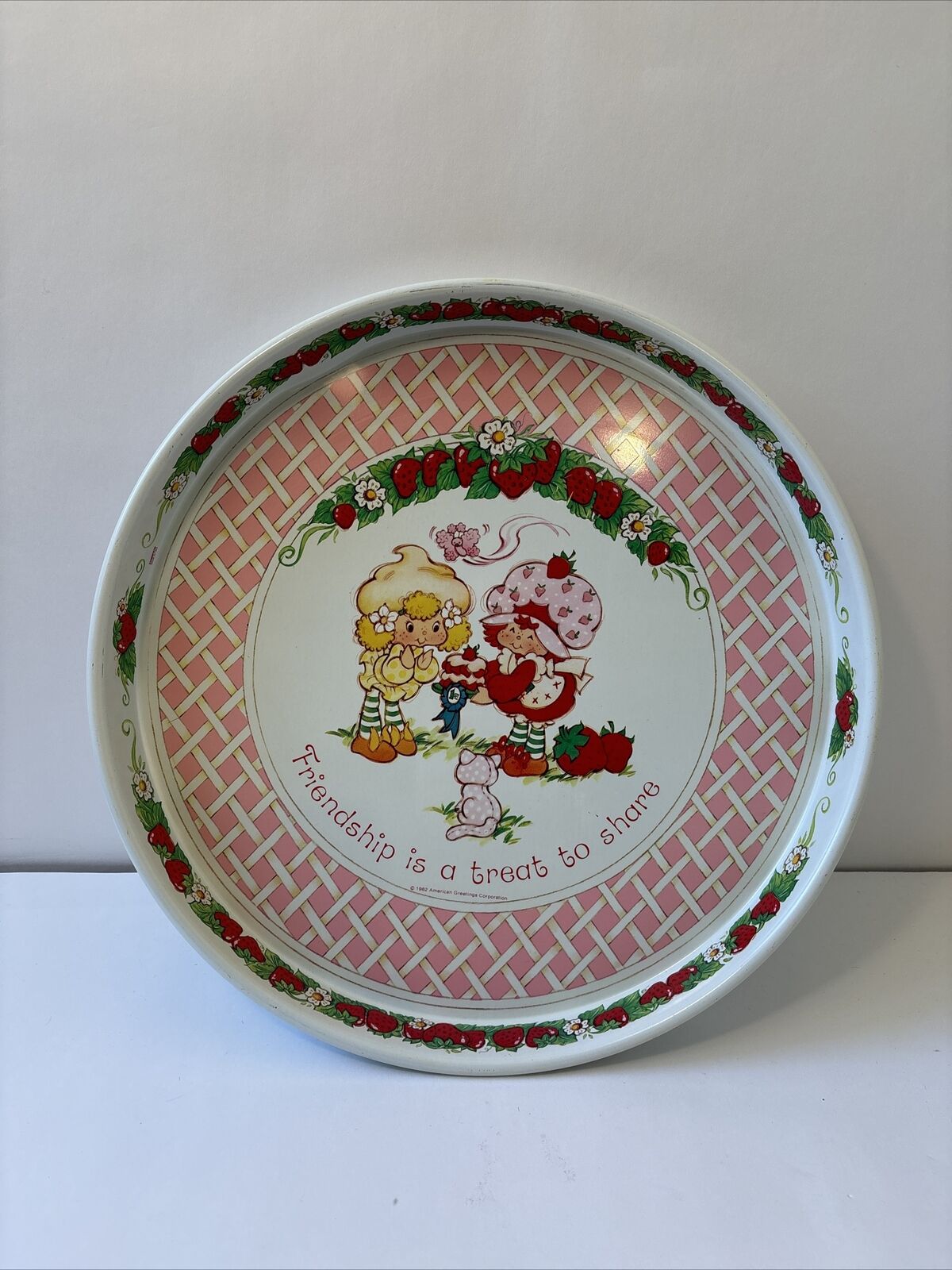 Vintage 1982 Friendship Is A Treat To Share Strawberry Shortcake Metal Tray
