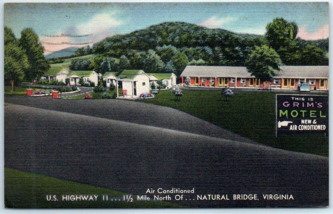Postcard - Grim's Motel - Natural Bridge, Virginia