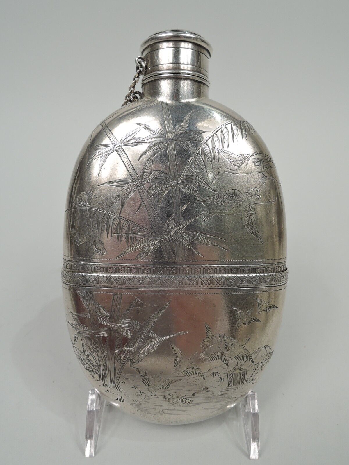Gorham Flask 20 Antique Aesthetic Japonesque American Sterling Silver 1878