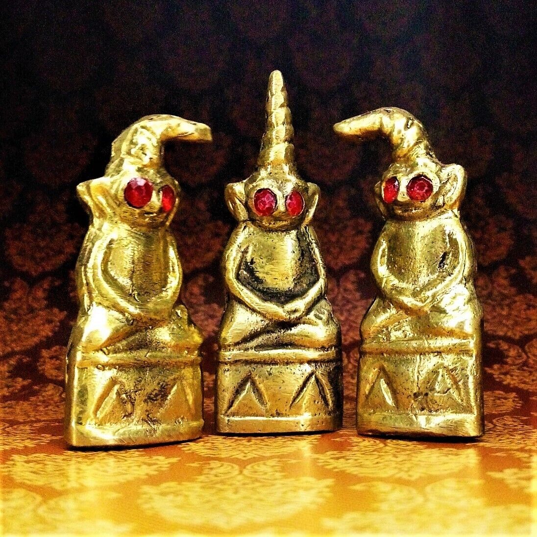 3Pcs Set Phra Ngang Red Eye Sexual Thai Cambodia Amulet Powerful Love Attraction