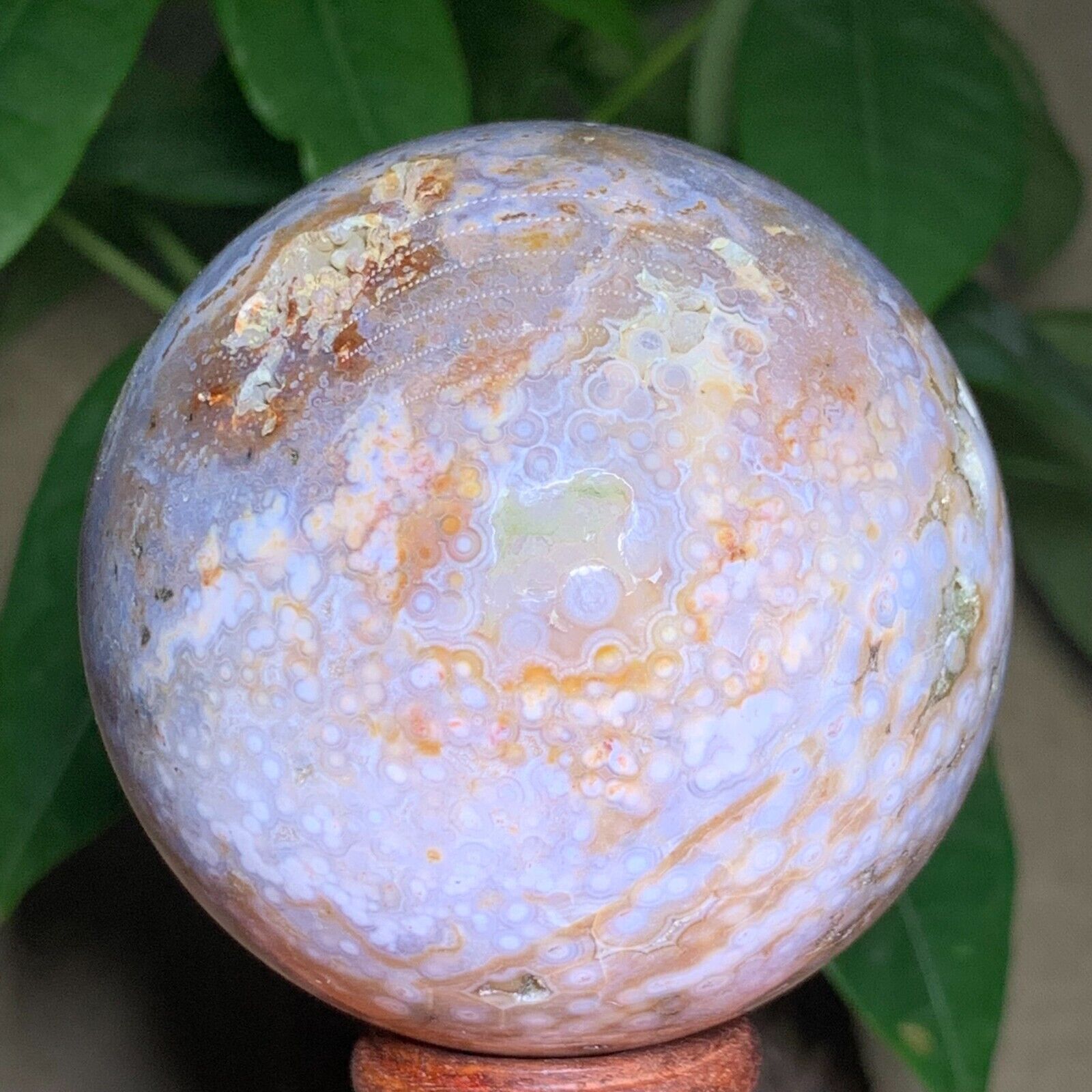 326g Rare Natural Ocean Jasper Sphere Quartz Crystal Ball Reiki Stone