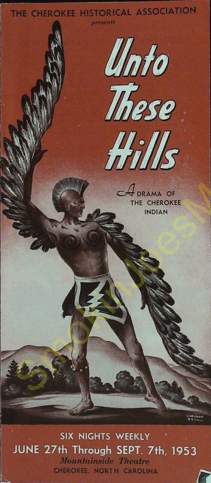 Cherokee Historical Association Unto These Hills Drama NC Vintage Brochure 1953 