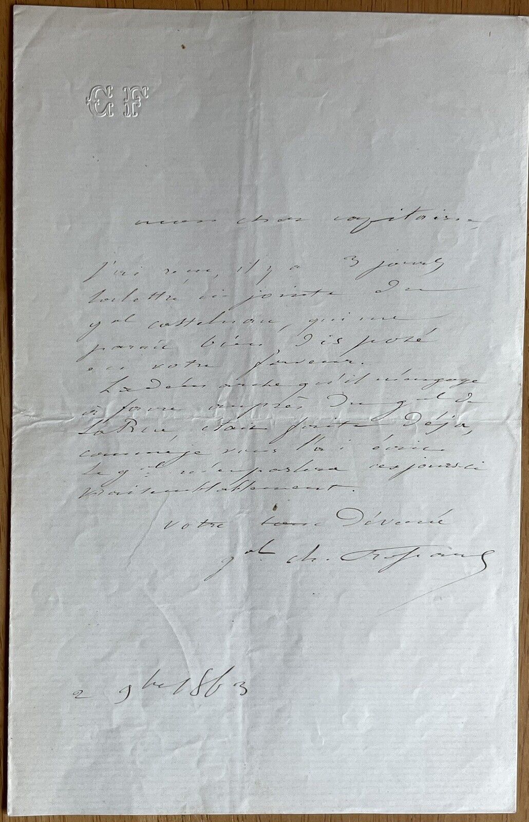 French General Charles Auguste Frossard Autograph Letter