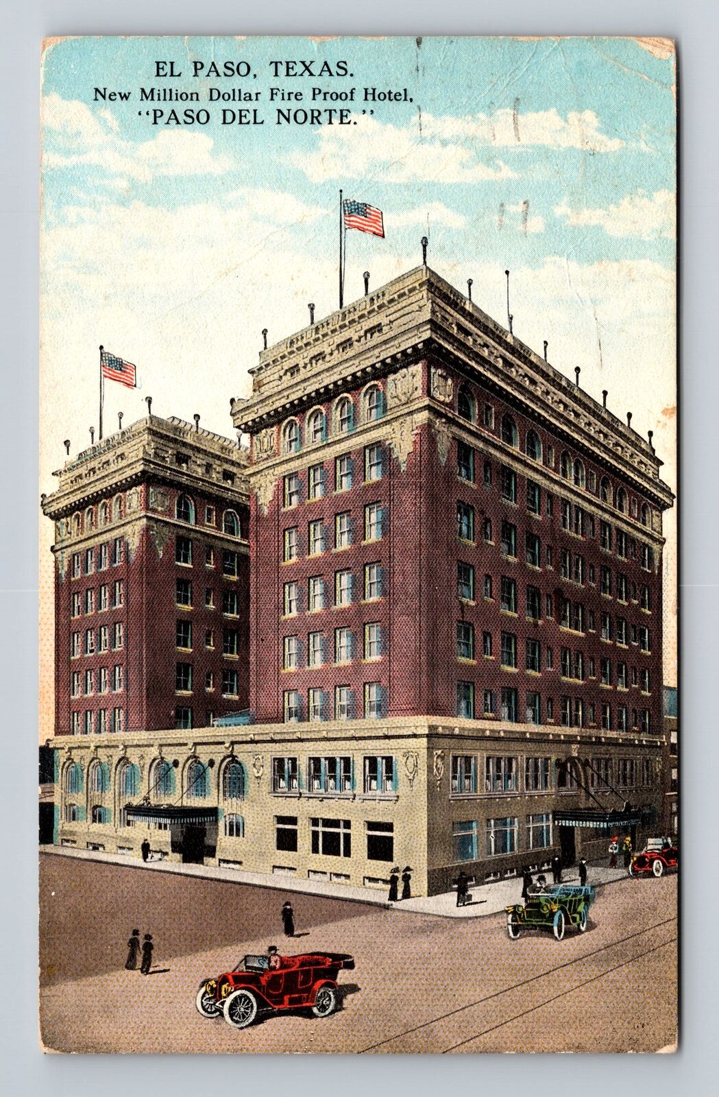 El Paso TX-Texas, New Million Dollar Pier Proof Hotel, Vintage c1923 Postcard