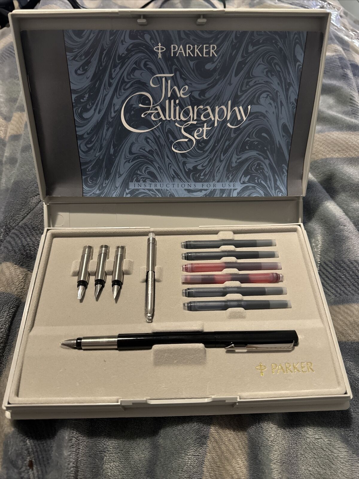 Vintage Parker Fountain Pen Tips - Calligraphy Deluxe Set in Box - Complete-