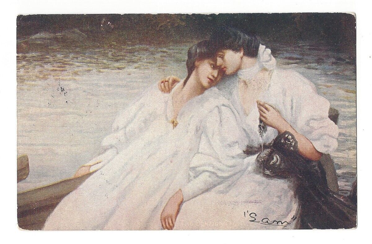 1907 THE CONFIDANT MAN & WOMAN ROMANCE VINTAGE POSTCARD