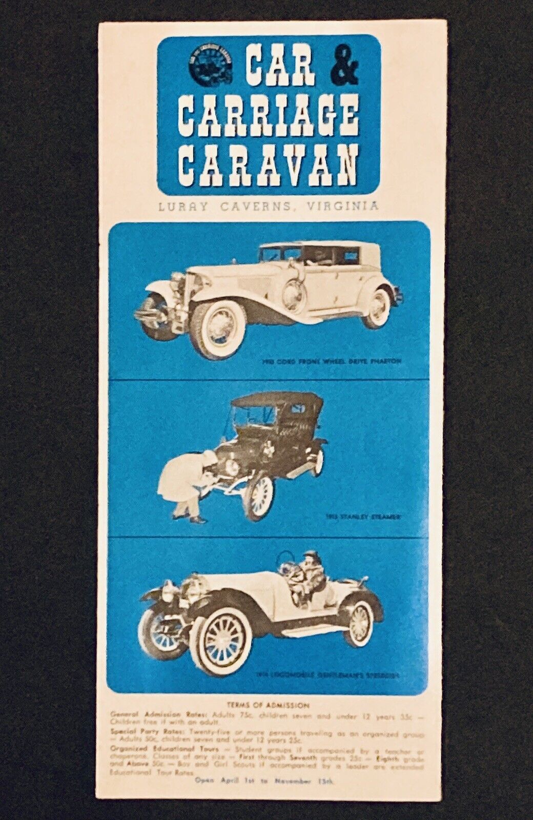 1960s Car & Carriage Caravan Luray Caverns VA Tourist Brochure