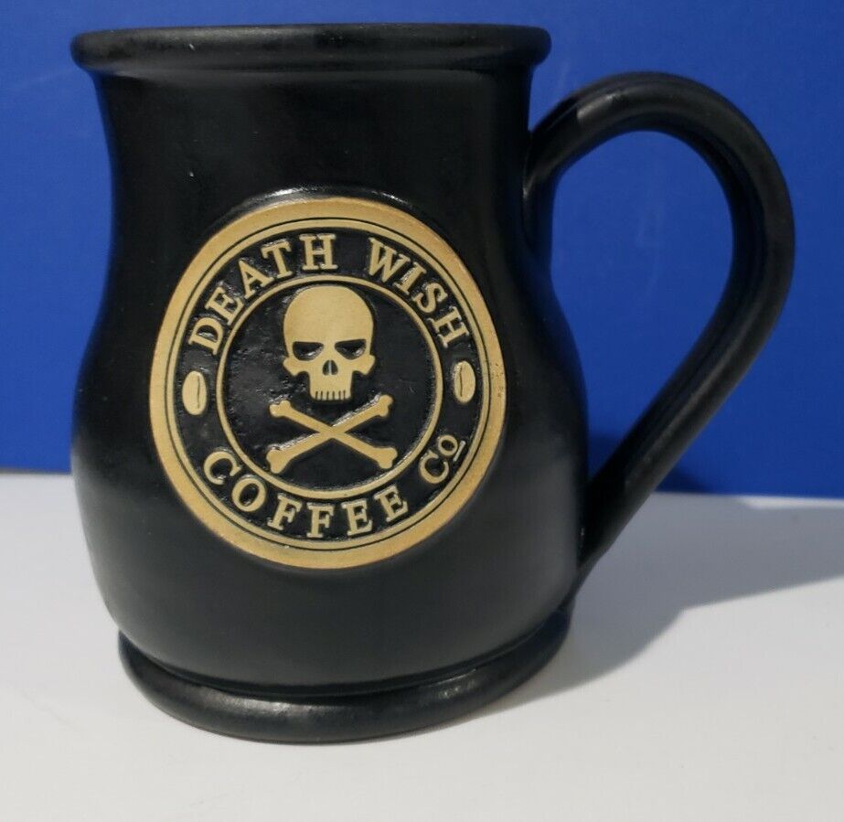 RARE 2014 DEATH WISH COFFEE POT BELLY MUG MADE BY DENEEN POTTERY