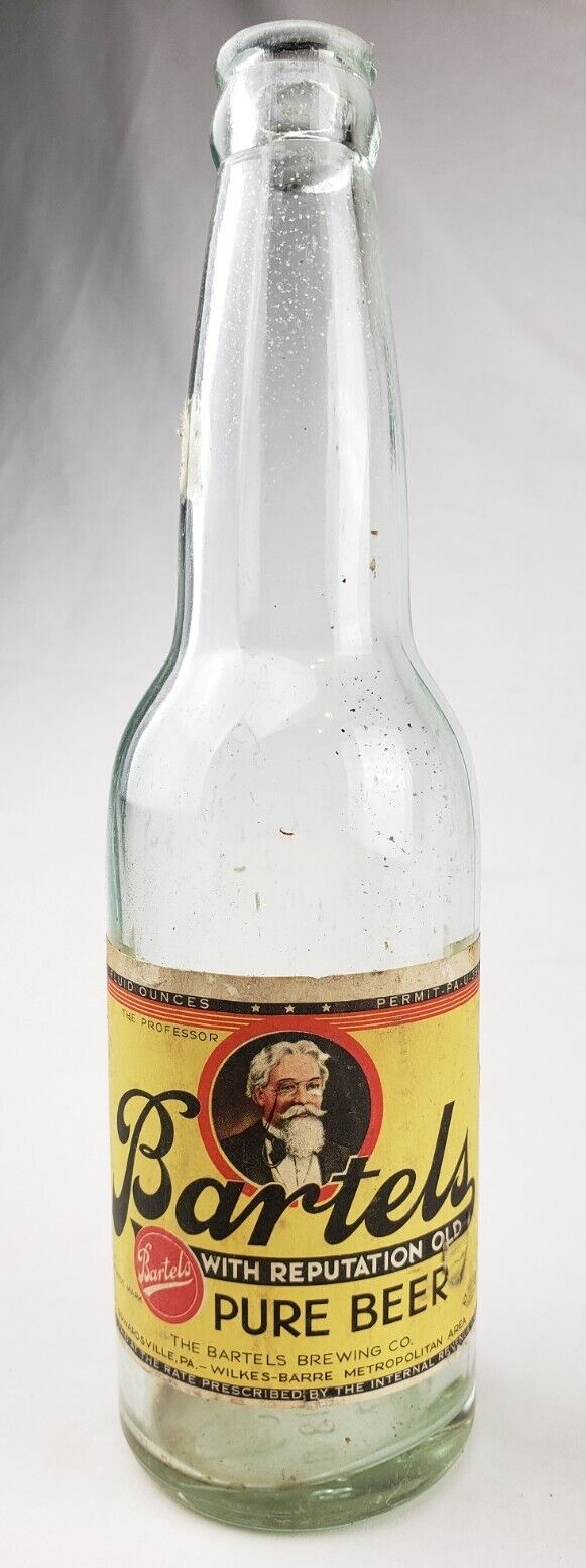 Antique Vintage Bartel\'s Pure Beer Bottle Wilkes Barre PA Paper Label Brewery