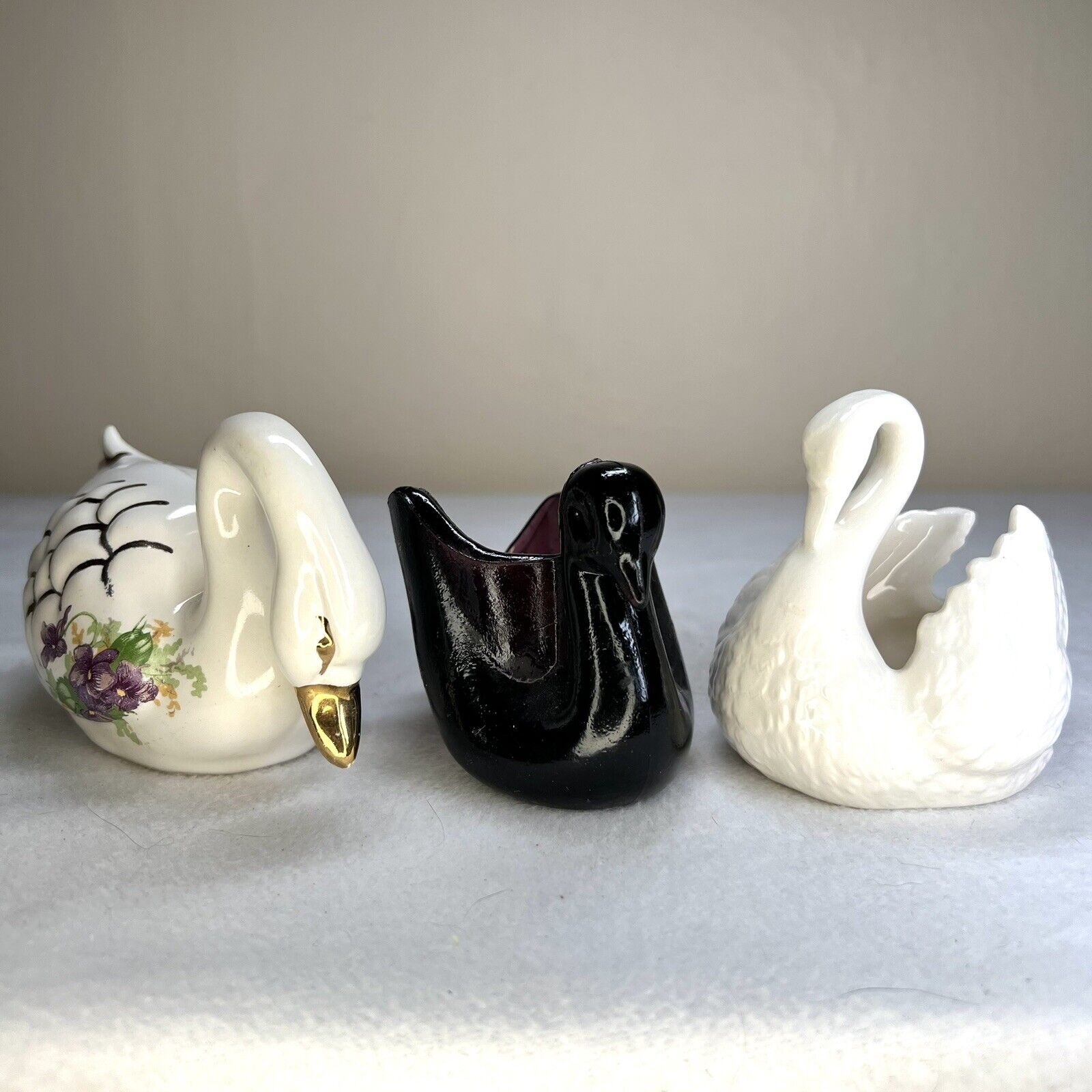 Vintage Decorative Swan Figurines Planters Trinket Dish Lot Cottage Core