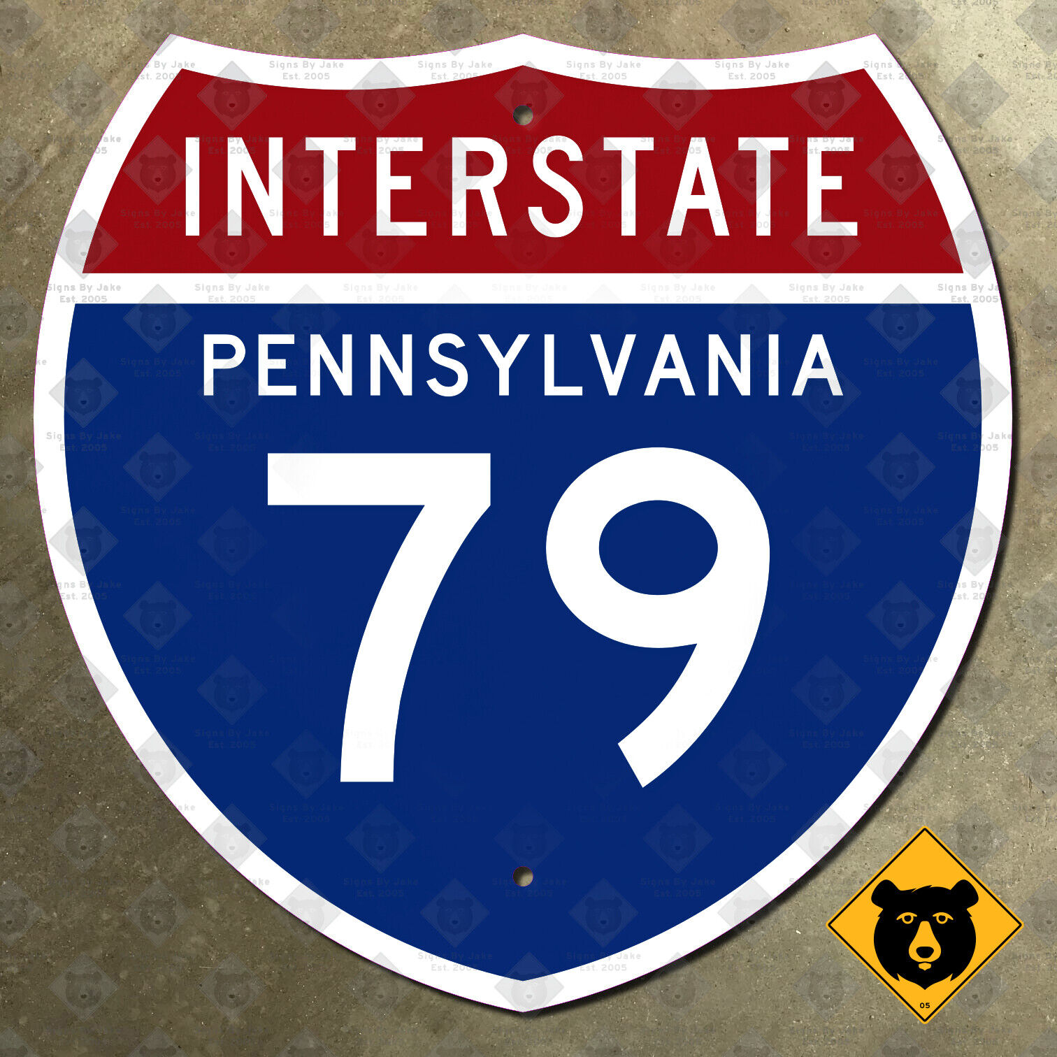 Pennsylvania interstate 79 route marker highway sign 1957 Pittsburgh Erie 18x18