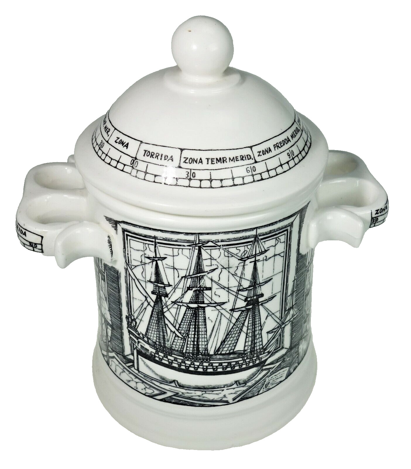 Fighting Tall Ships From Old Engravings Mann Imports 1967 Canister Jar Humidor 