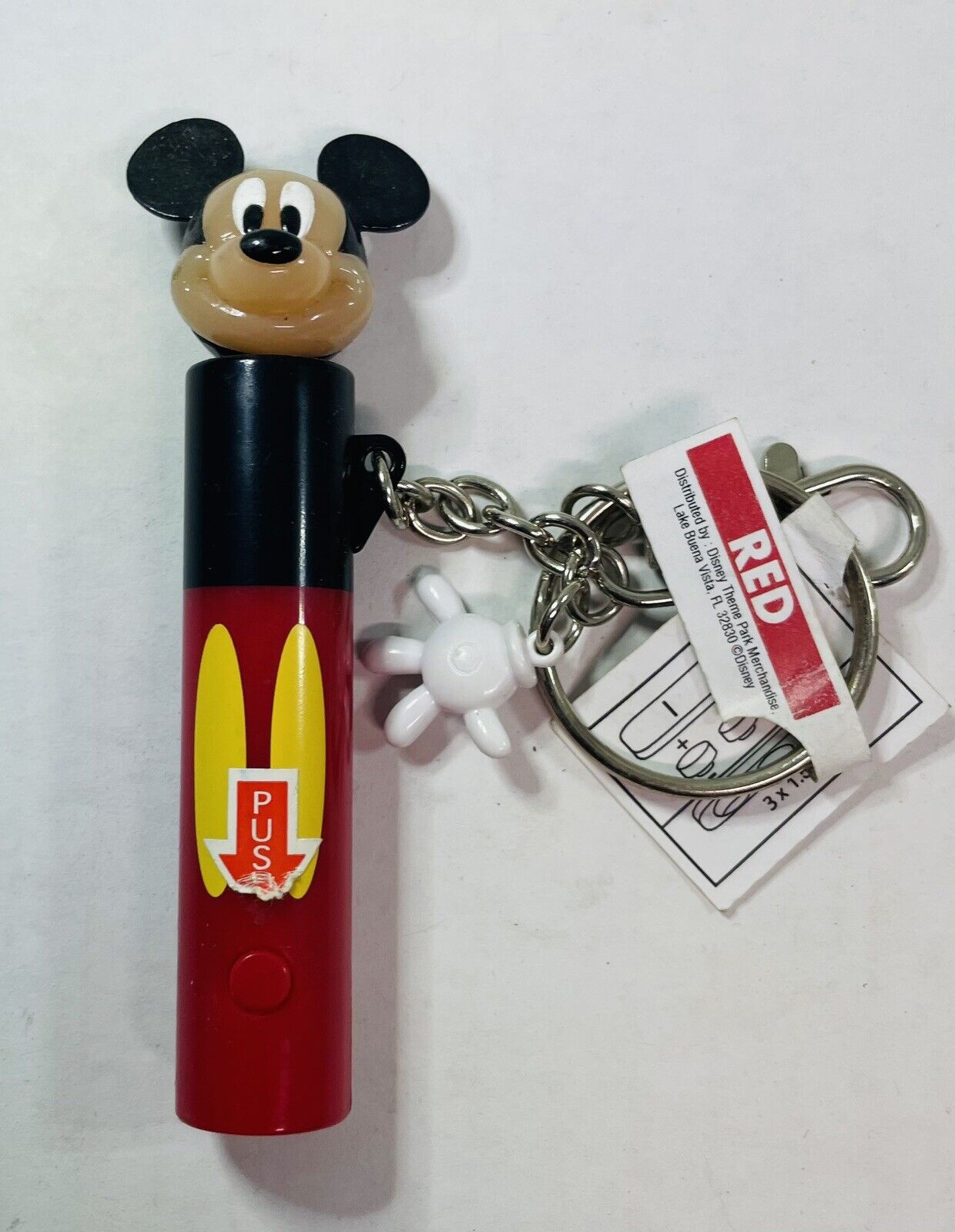 Vintage 90s Mickey Mouse For Kids Flashlight  Keyring Collectible Penlight Works